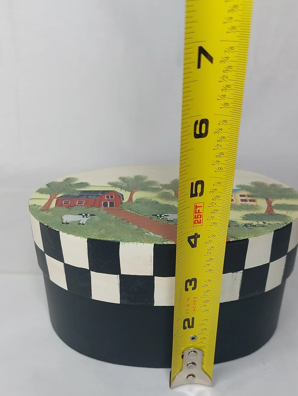 Decorative Black & White Check Farmhouse Storage Hat Boxes - Set of 3
